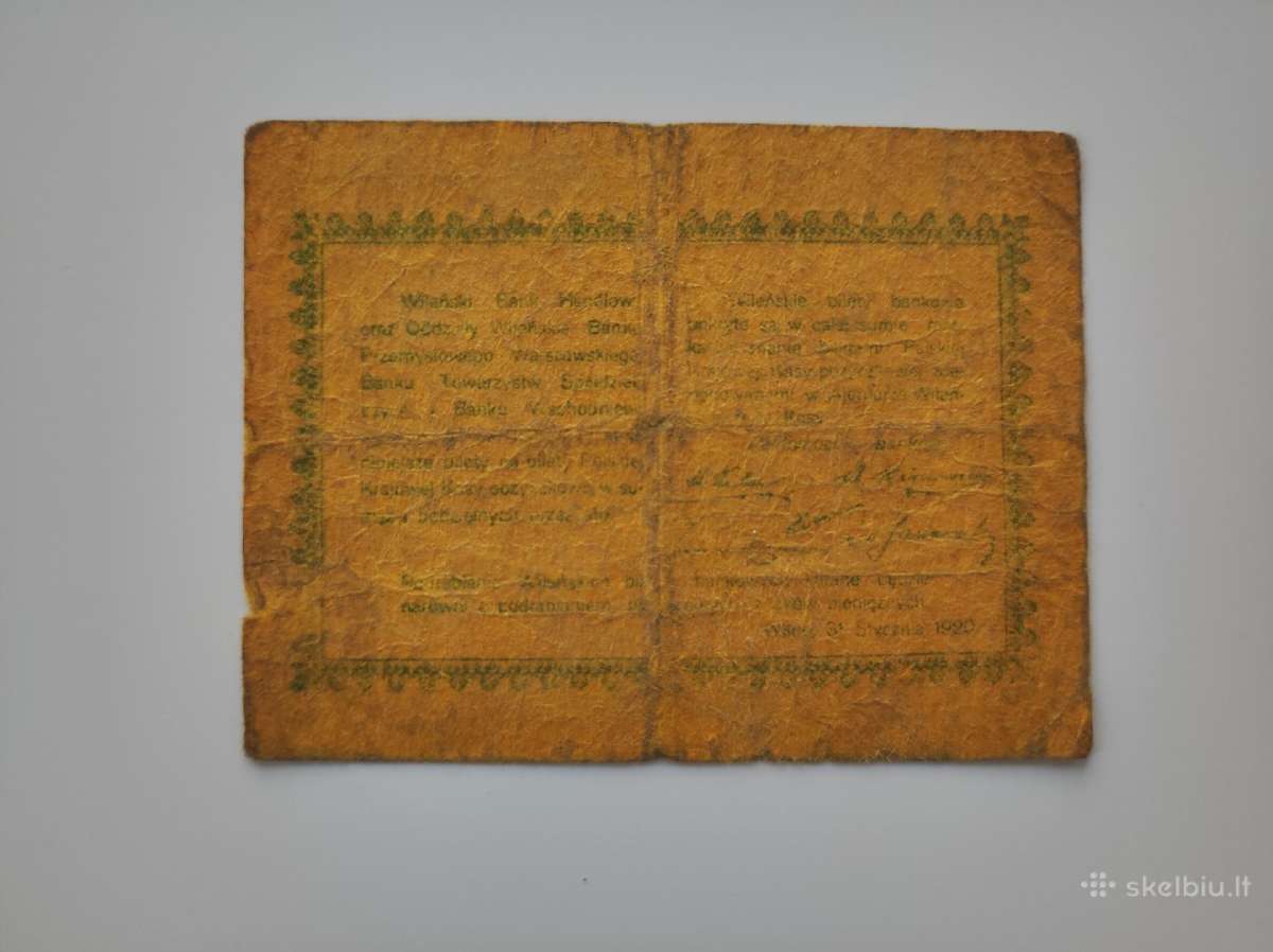 1 Markė - Wilenski bilet bankowy 1920 metu - nuotraukos Nr. 2