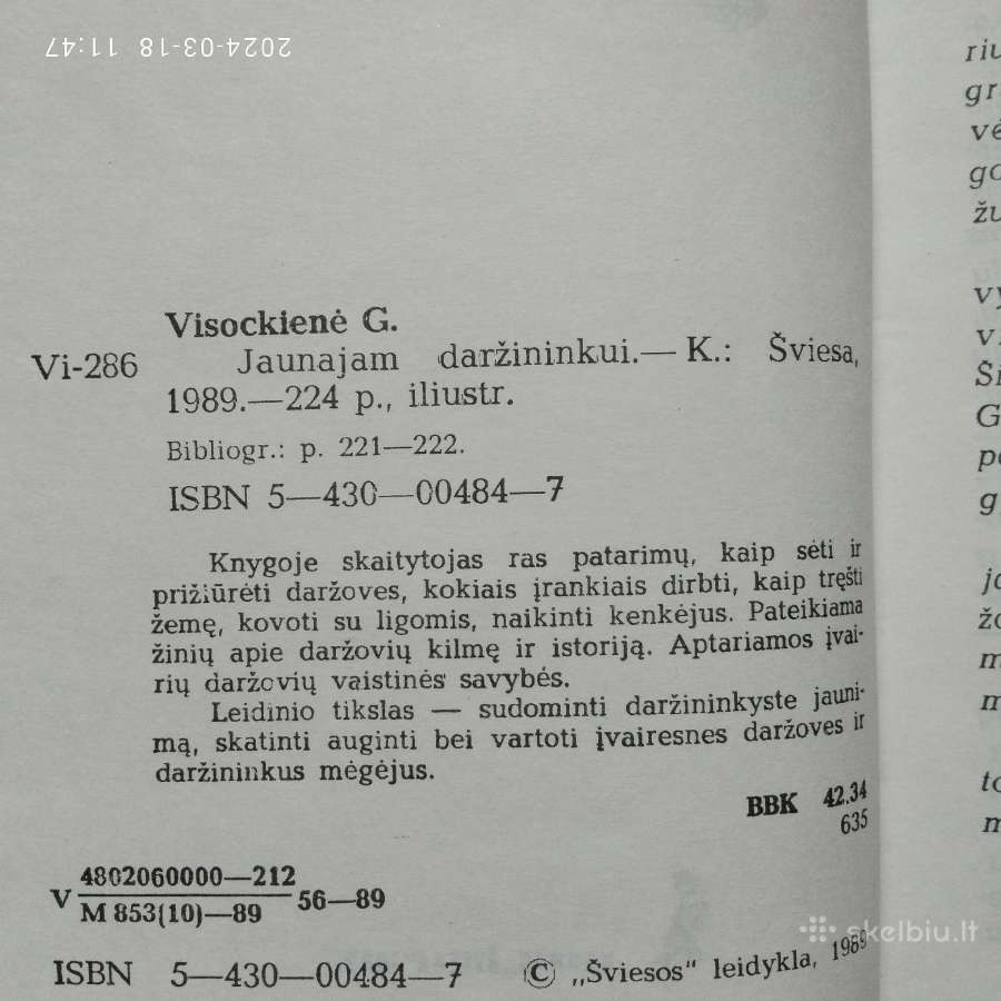 G. Visockaite "Jaunajam daržininkui" 1989 metai - nuotraukos Nr. 4