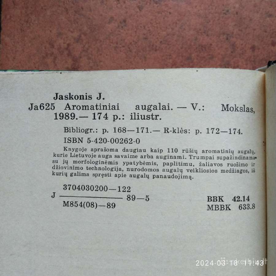 J. Jaskonis "Aromatiniai augalai" 1989 metai - nuotraukos Nr. 7
