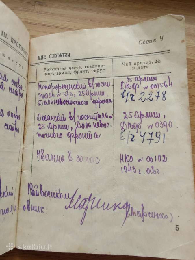 Karininkės atsargos karinis bilietas 1941-1943 - nuotraukos Nr. 5