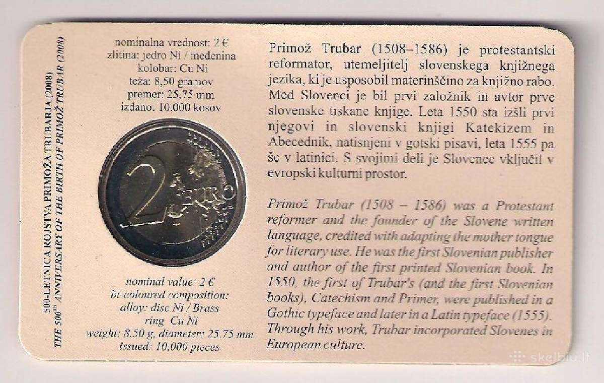 Slovėnijos 2008 proginė Proof kokybės 2€ moneta - nuotraukos Nr. 2