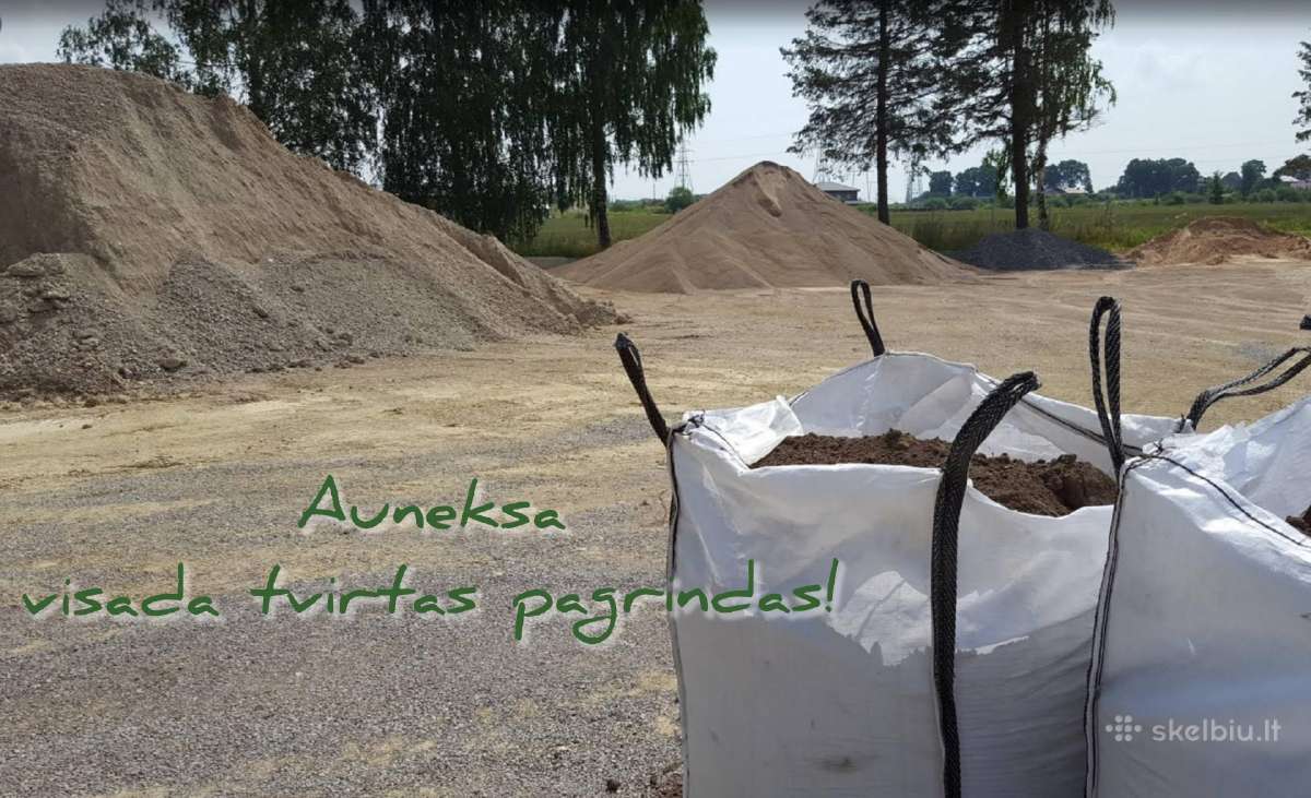 Smėlis, žvyras, juodžemis, skalda, gruntas, akmuo