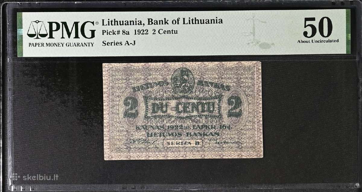Lietuva 2 Centai 1922 Serija B Pmg 50