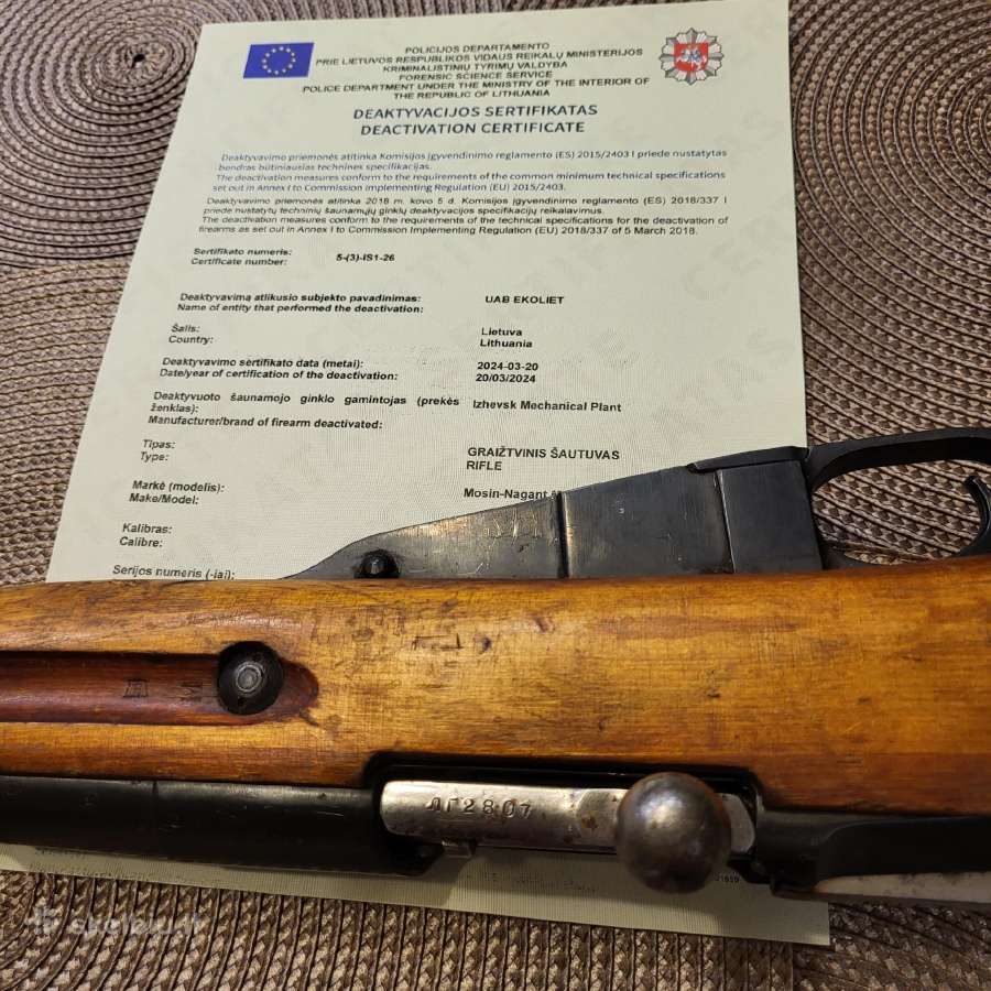 Ivairus deaktyvotas ginklai su Eu sertificato. - nuotraukos Nr. 2