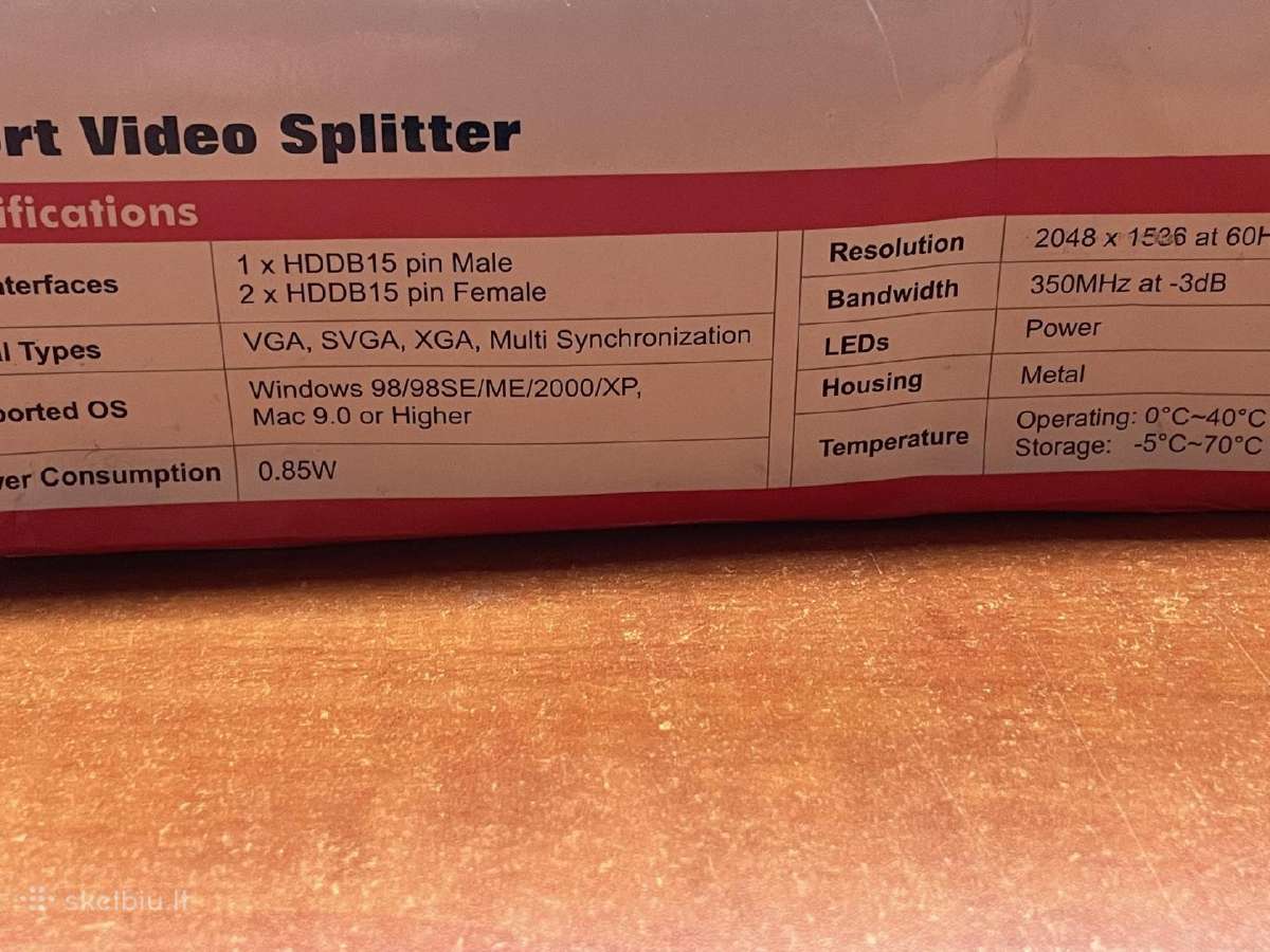 Parduodamas naujas 2 portų video spliteris Trendne - nuotraukos Nr. 2