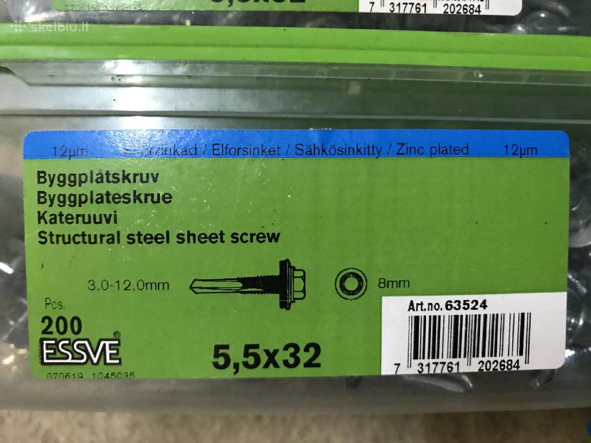Stoginis sąvisriegis į metalą su tarpine 5,5x32 mm - nuotraukos Nr. 2