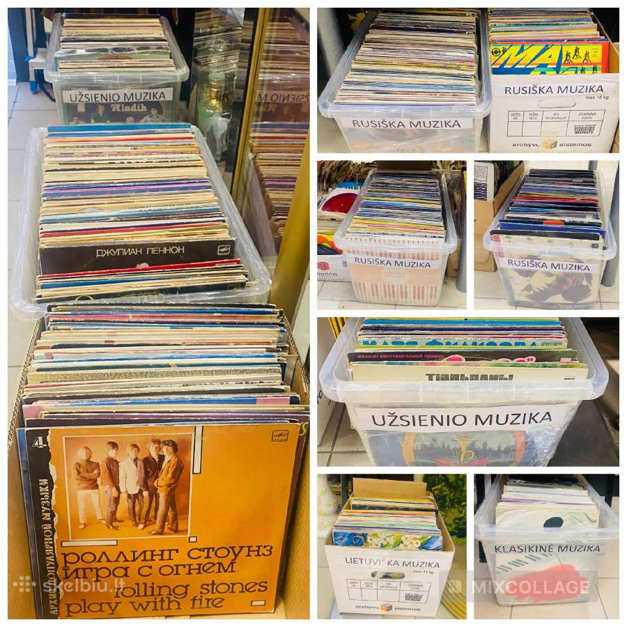 Įvairios vinilinės plokštelės.