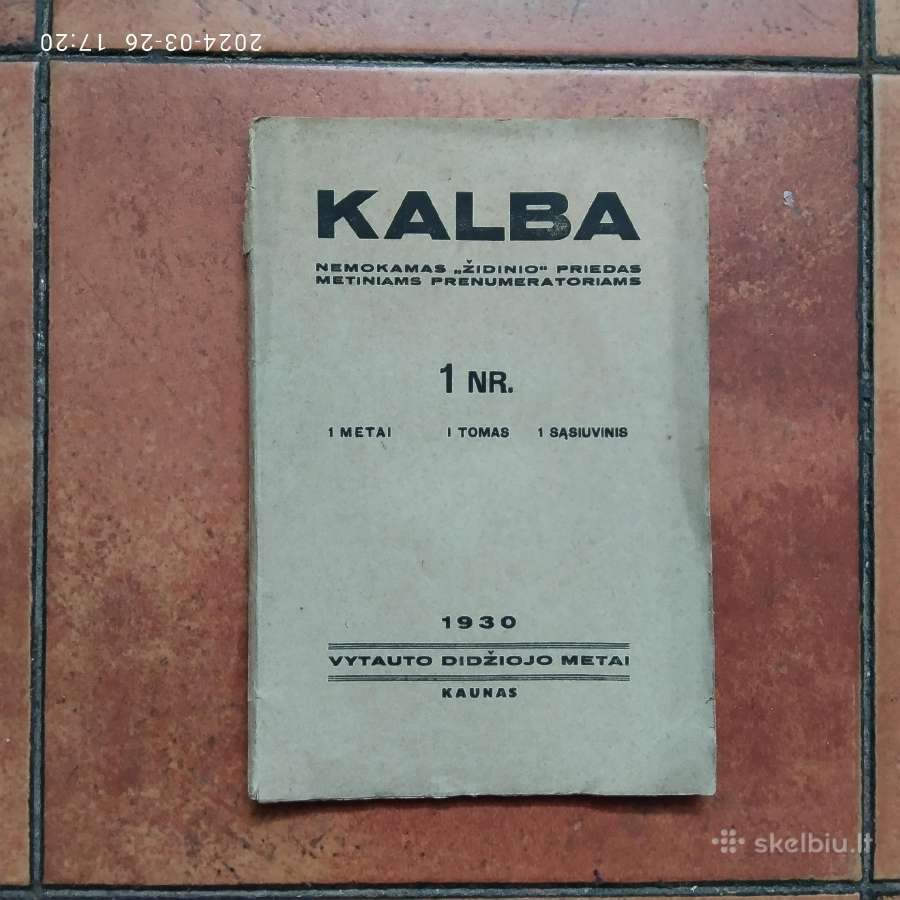 Žurnalo "Kalba" pats pirmasis numeris. 1930 metai