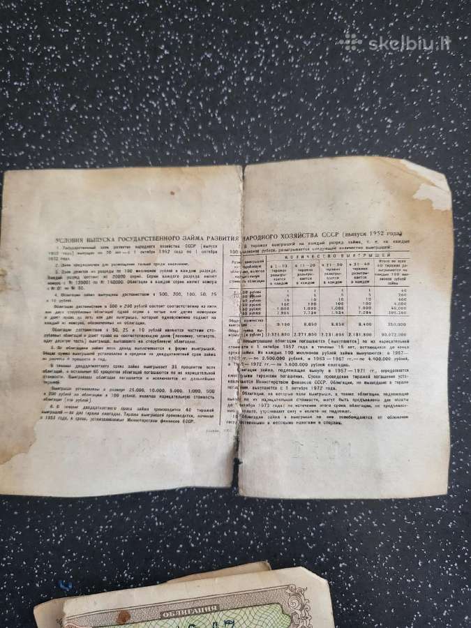 Senos rublių obligacijos 1952m - nuotraukos Nr. 2