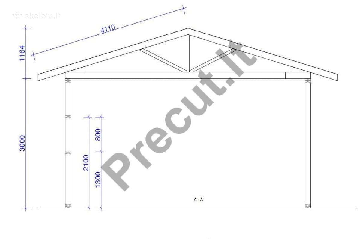 80m2 Garažas 2850 Eur + PVM. Supjautas Karkasas - nuotraukos Nr. 2