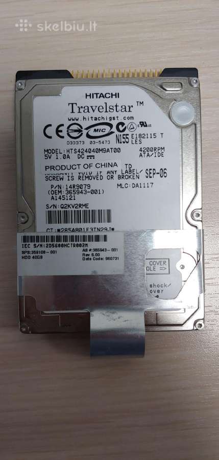 Antikvaras 40gb HDD 2.5" Pata