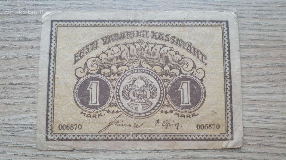 1919 metų 1 markė Estija - nuotraukos Nr. 2