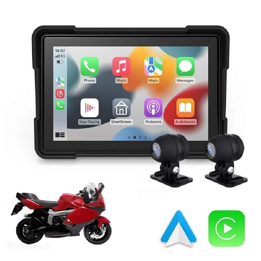 Motociklų navigacija su Carplay, 2x vaizdo kameros