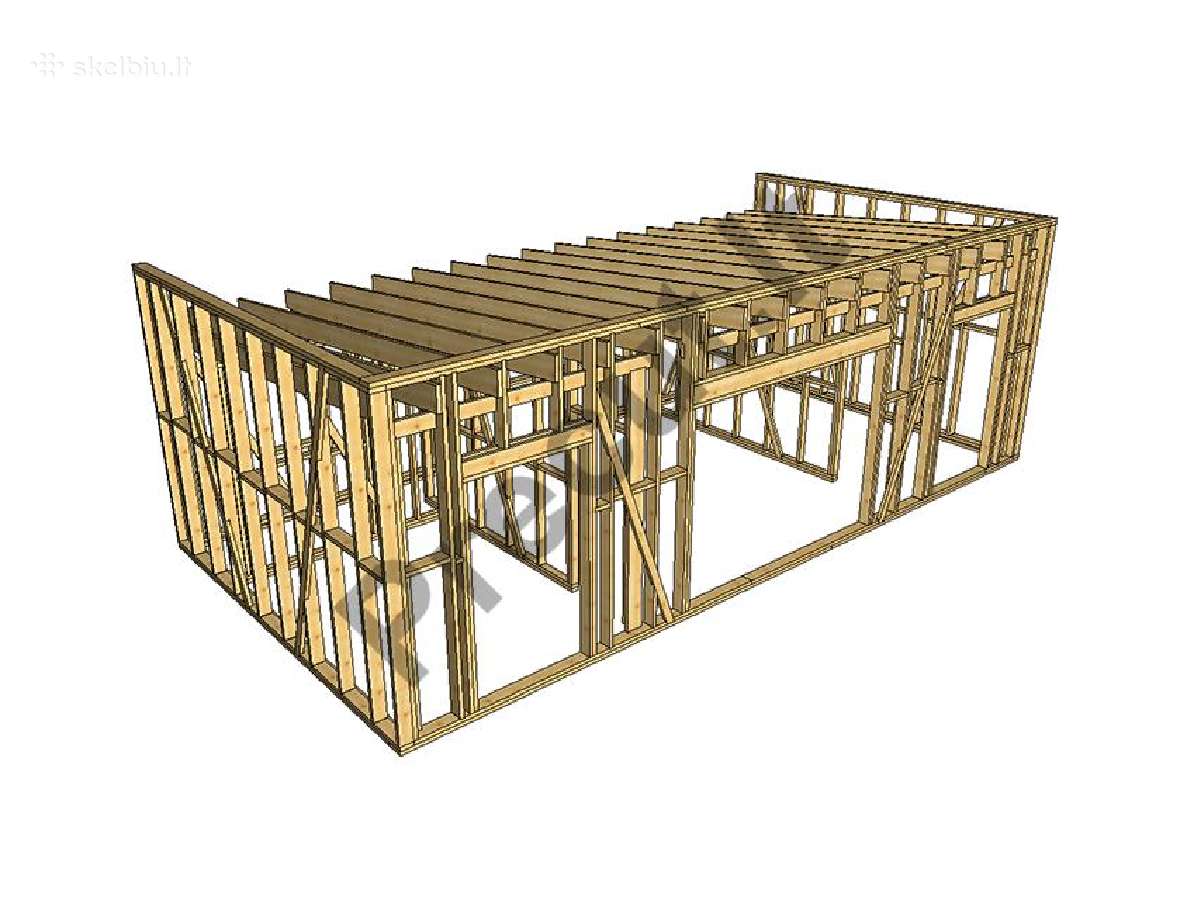 53m2 namas – 2280 Eur + PVM. Supjautas Karkasas