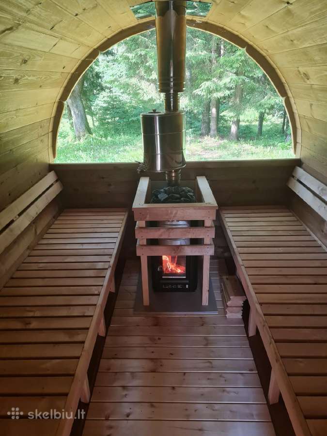 Apvali Lauko pirtis-sauna iš termo medienos 2,4m - nuotraukos Nr. 7