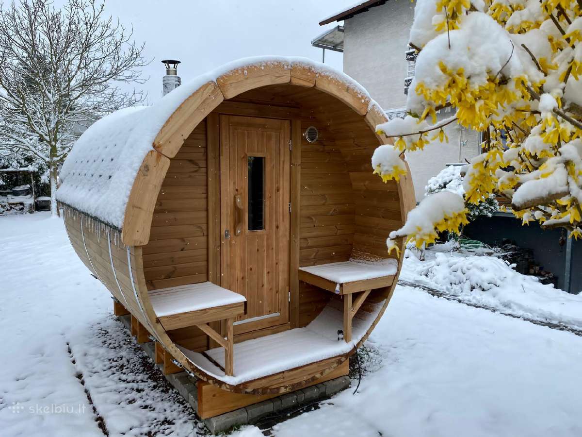 Apvali Lauko pirtis-sauna iš termo medienos 2,4m - nuotraukos Nr. 4