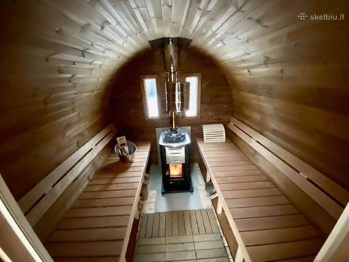 Apvali Lauko pirtis-sauna iš termo medienos 2,4m - nuotraukos Nr. 5