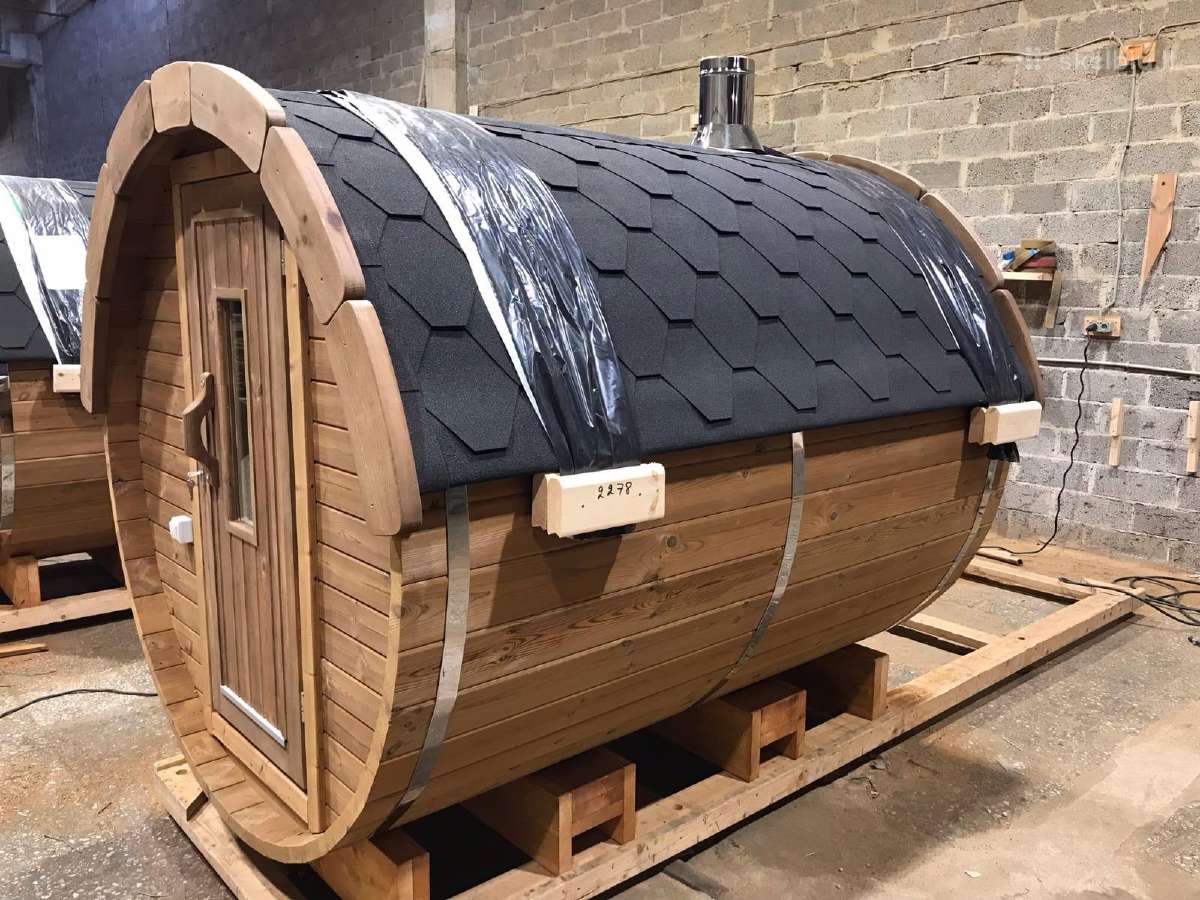 Apvali Lauko pirtis-sauna iš termo medienos 2,4m - nuotraukos Nr. 8
