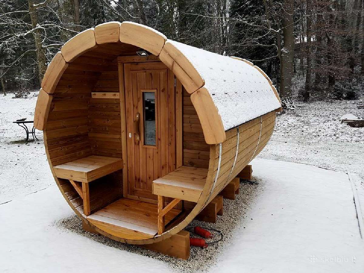 Apvali Lauko pirtis-sauna iš termo medienos 2,4m - nuotraukos Nr. 9