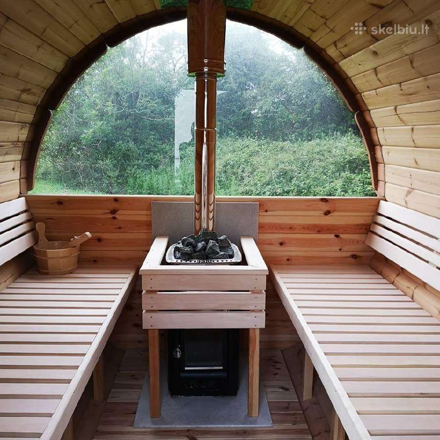 Apvali Lauko pirtis-sauna iš termo medienos 2,4m - nuotraukos Nr. 12
