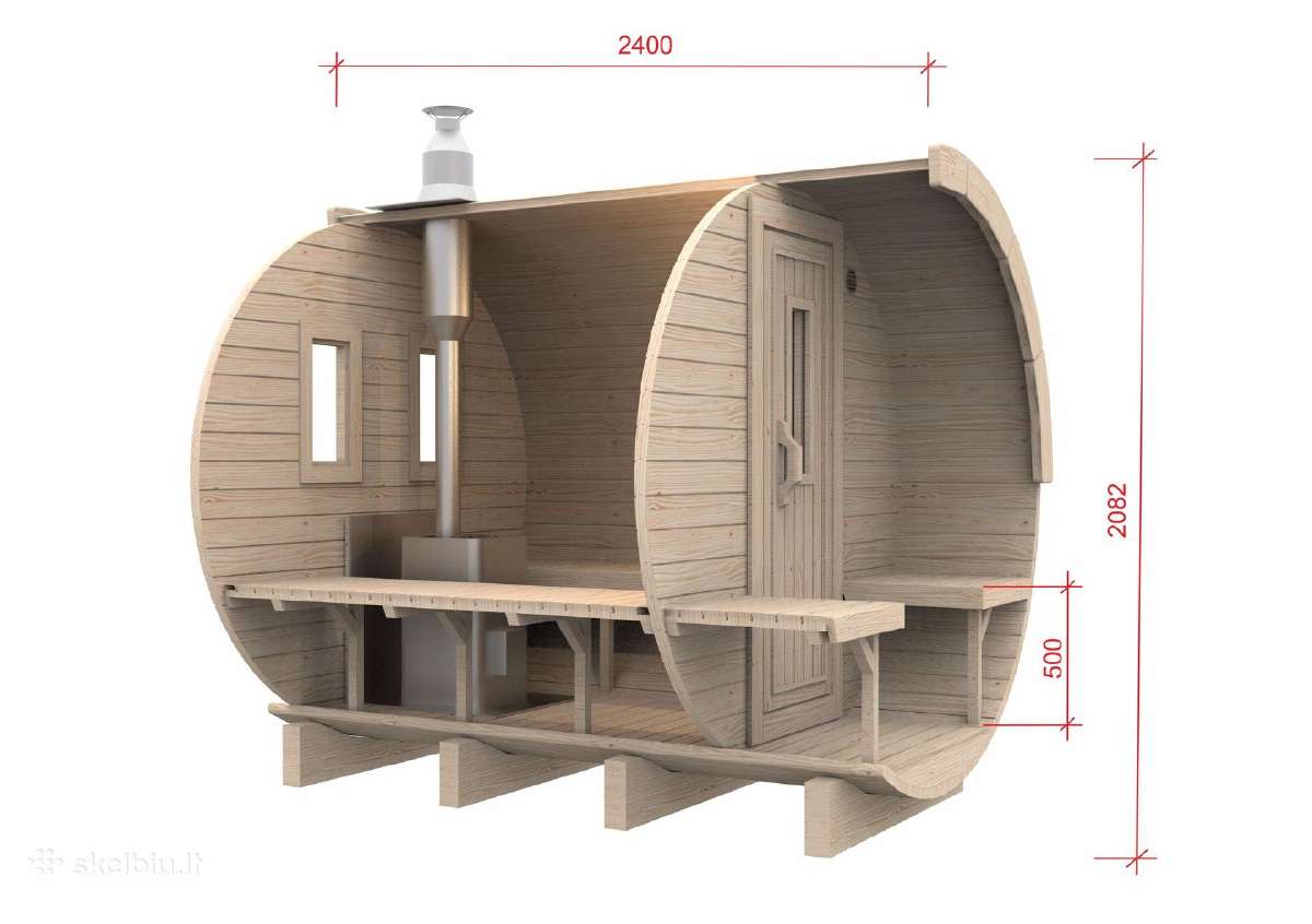 Apvali Lauko pirtis-sauna iš termo medienos 2,4m - nuotraukos Nr. 13