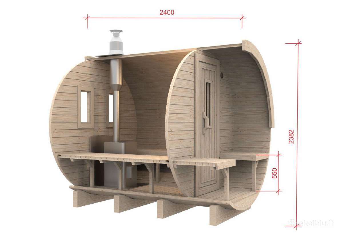 Apvali Lauko pirtis-sauna iš termo medienos 2,4m - nuotraukos Nr. 15