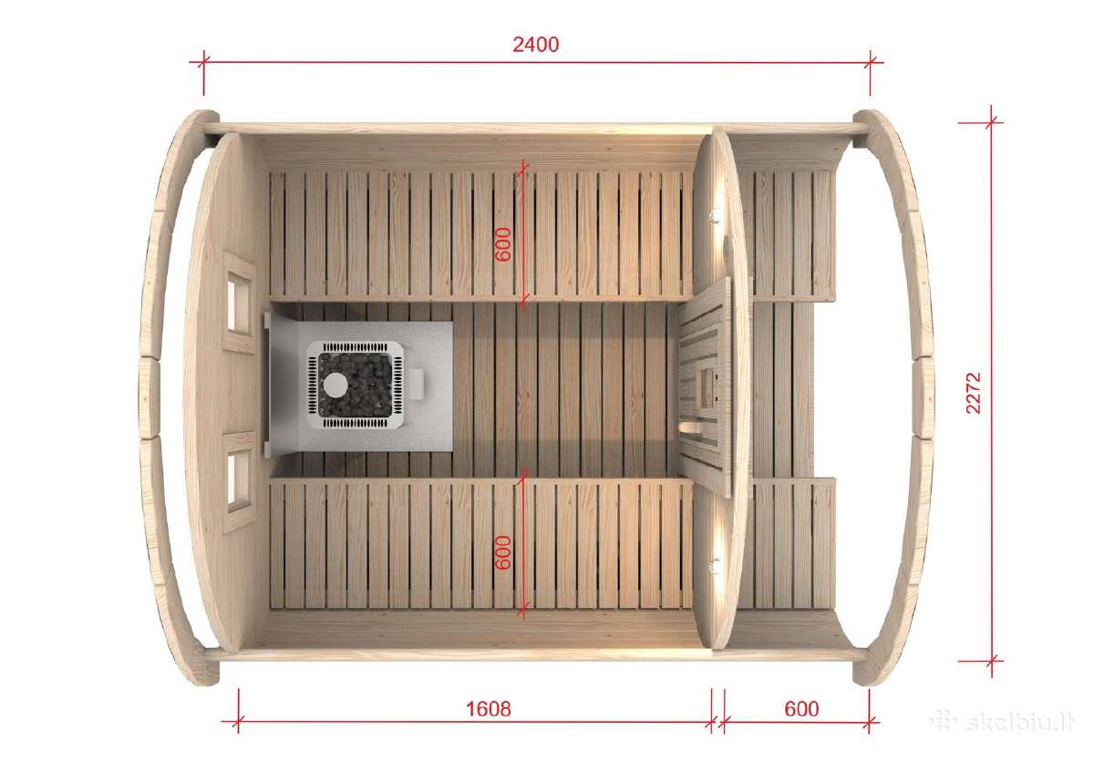 Apvali Lauko pirtis-sauna iš termo medienos 2,4m - nuotraukos Nr. 16