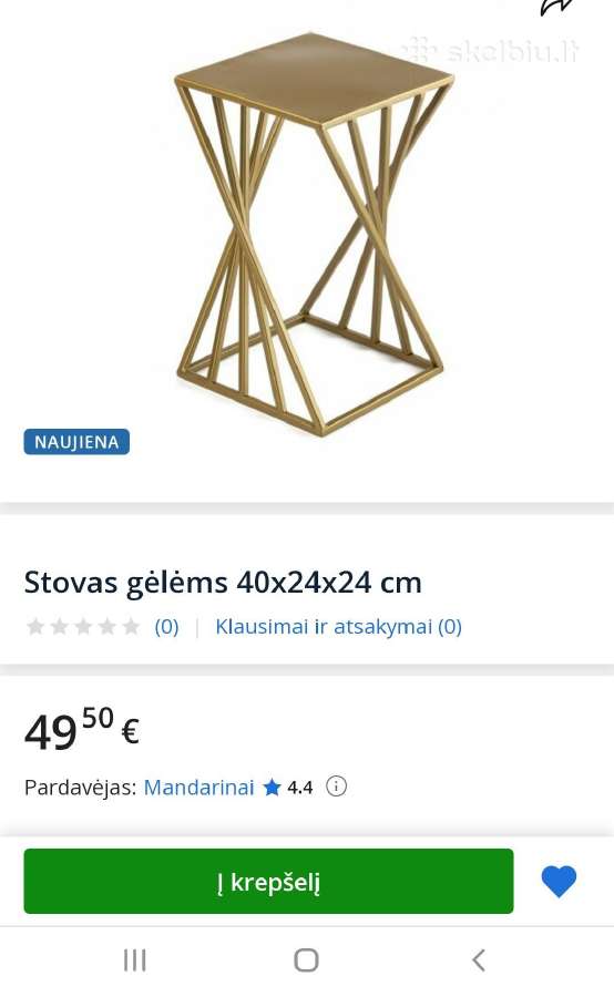 Gėlių stovas, auksinės spalvos - nuotraukos Nr. 12