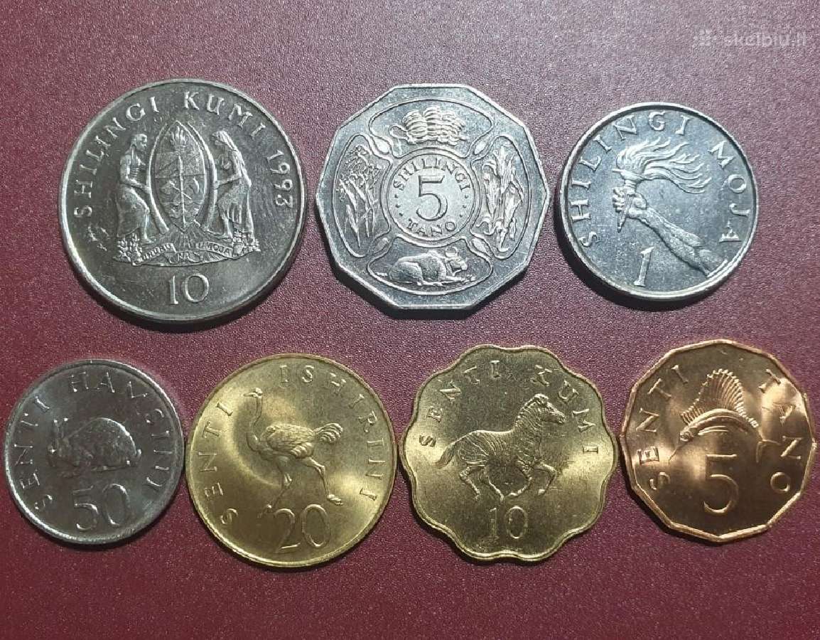 Tanzanija Sentų Ir Šilingo 7 Vnt. Setas, 1976-1993