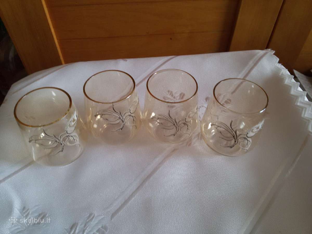 Labai seni,plono,gelsvo stiklo stikliukai - nuotraukos Nr. 7