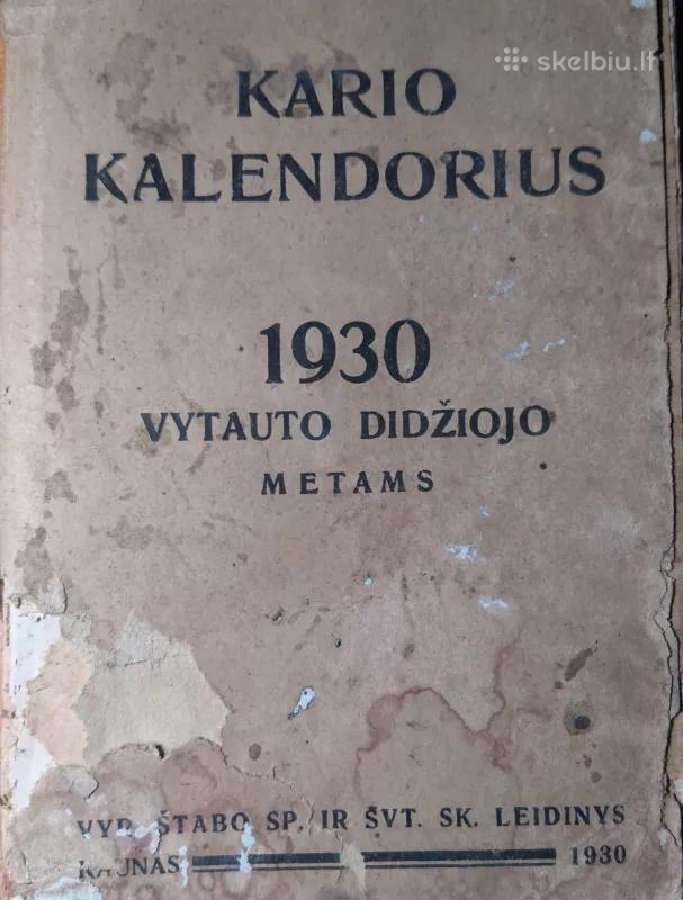 Kario kalendorius 1930 Vytauto Dydžiojo metams