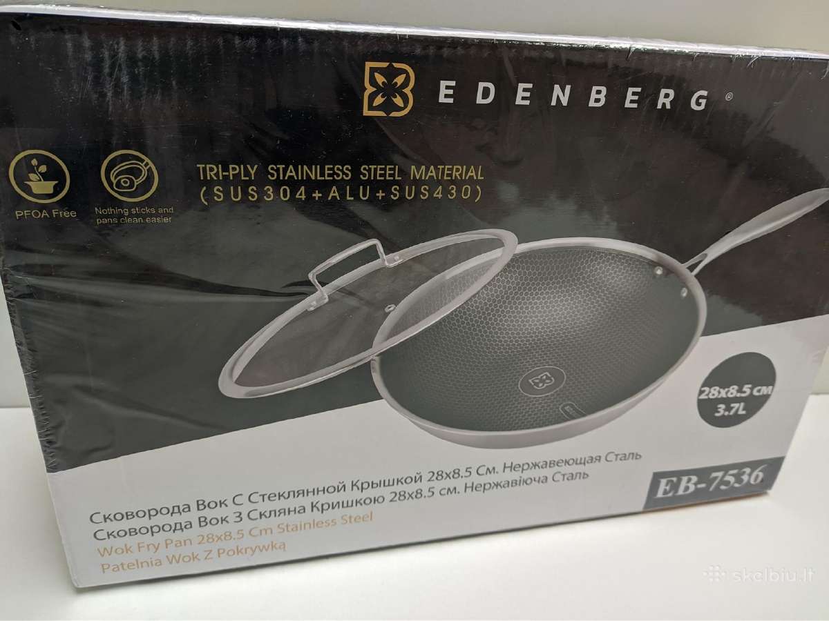 Edenberg Wok keptuvė 28cm 3.7l su dangčiu (eb-7536 - nuotraukos Nr. 2