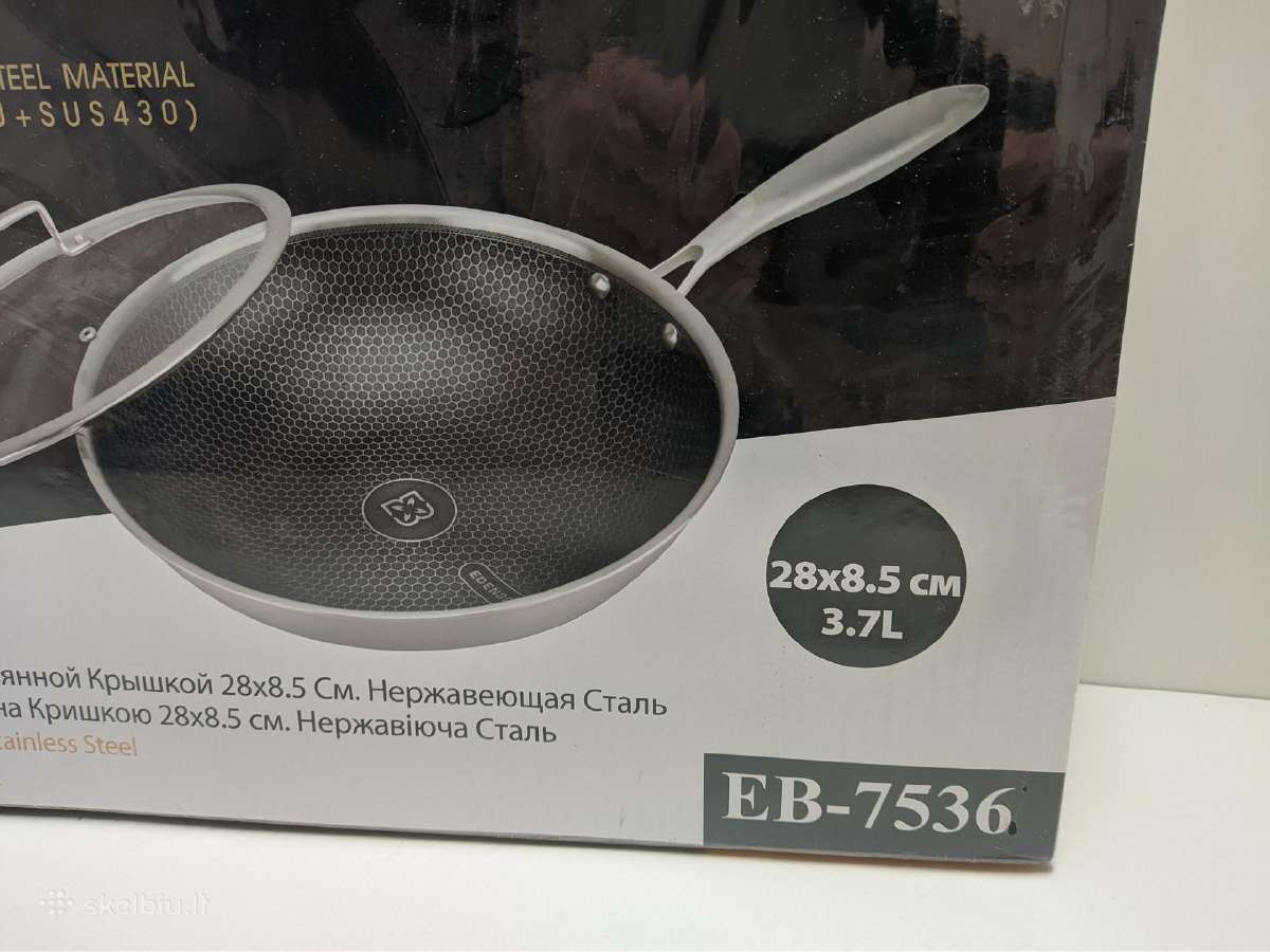 Edenberg Wok keptuvė 28cm 3.7l su dangčiu (eb-7536 - nuotraukos Nr. 3