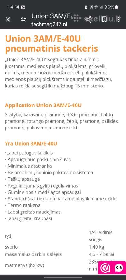 Pneumatinis siauras vainiko segiklis - nuotraukos Nr. 4