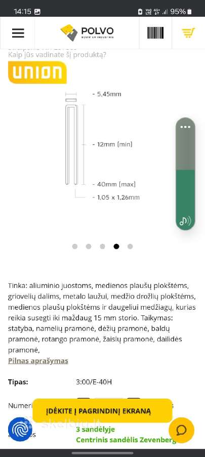 Pneumatinis siauras vainiko segiklis - nuotraukos Nr. 5