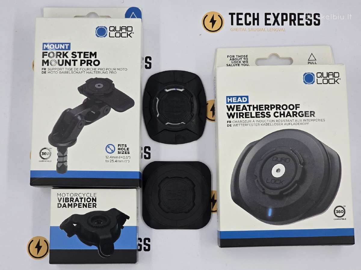 Quadlock Pro telefono laikiklis motociklo šakei