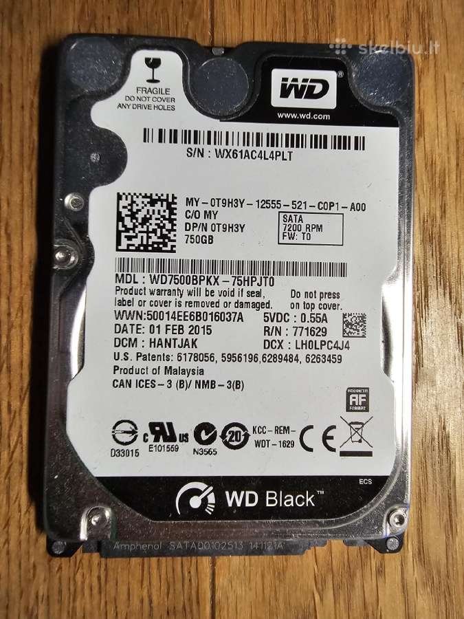 Mires Wd black 750gb kietasis diskas dalims