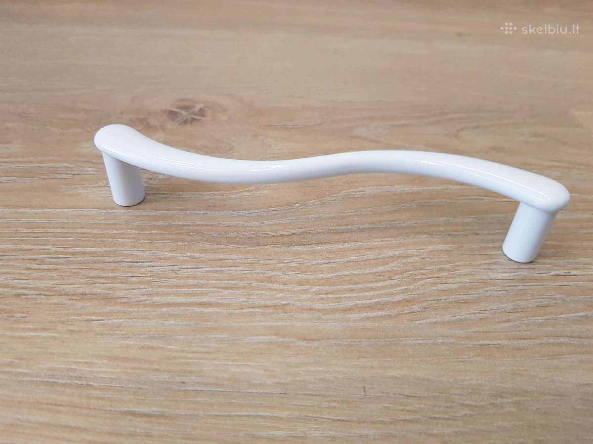 Naujos baltos metalinės baldų rankenėlės 12,8 cm. - nuotraukos Nr. 3