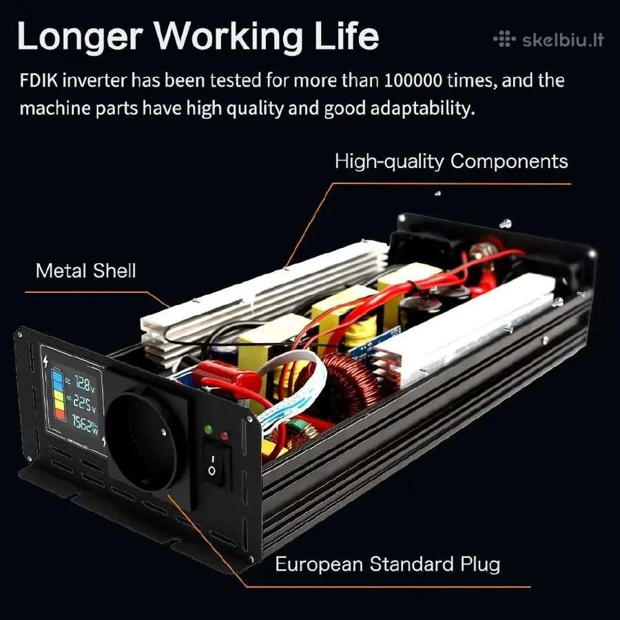 Įtampos keitiklis 12v/24/230v 5000w pure sinus - nuotraukos Nr. 3