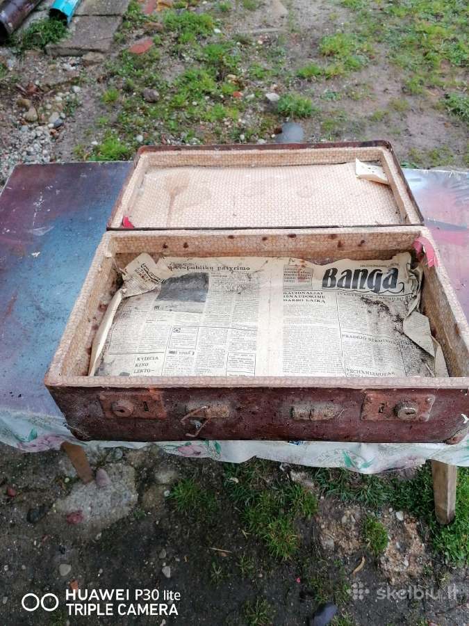 Senovinis kartoninis lagaminas be rankenos - nuotraukos Nr. 5