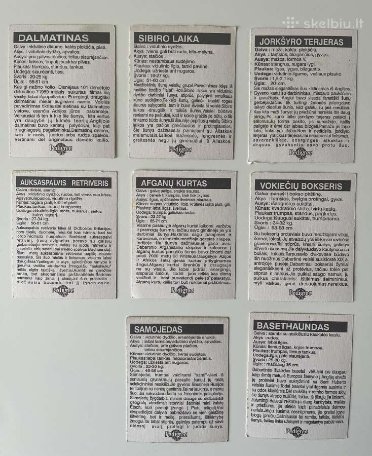 Pedigree Šuniuku Kolekcines korteles 8vnt.vintazas - nuotraukos Nr. 3