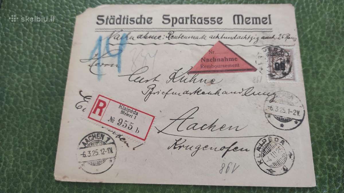 Memel Klaipeda Banko laiskas 1925 (sparkasse)
