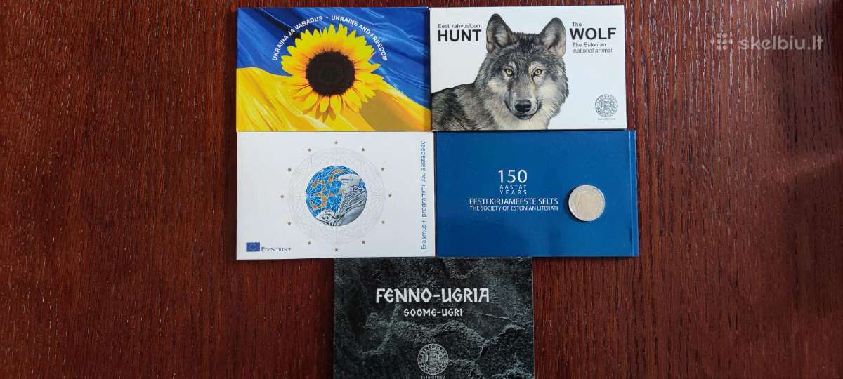 Parduodu 2 euro Estijos monetas kortelėse