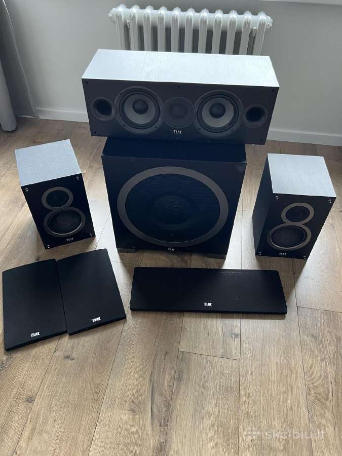 Elac S12eq Subwoofer, Elac debut center, bookshelf Skelbiu.lt