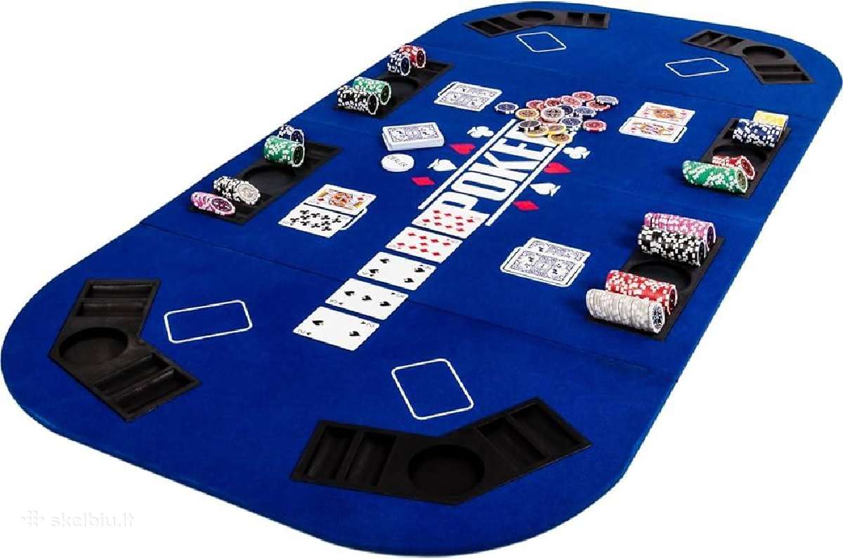Pokerio žaidimo XL komplektas- stalviršis, žetonai