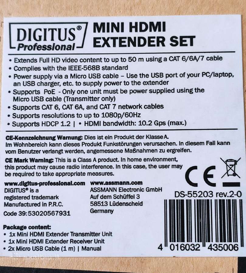 Mini Hdmi Extender Ds-55203 - nuotraukos Nr. 2
