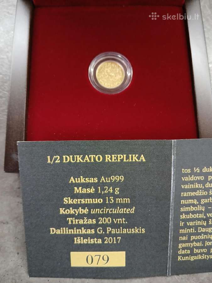 Parduodu auksinę lietuvišką monetą