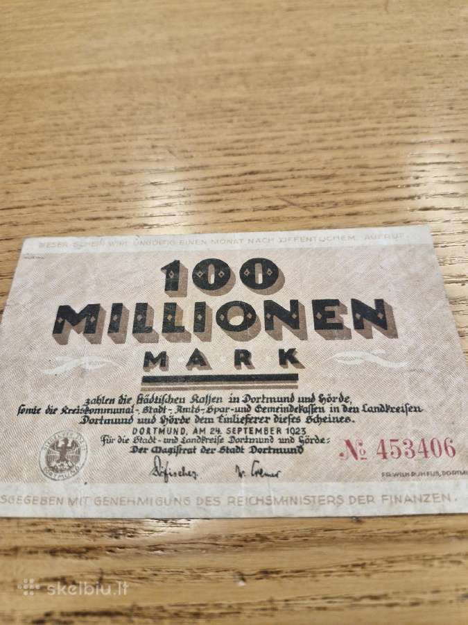 Vokietija 100 Milijonų markių 1923m.