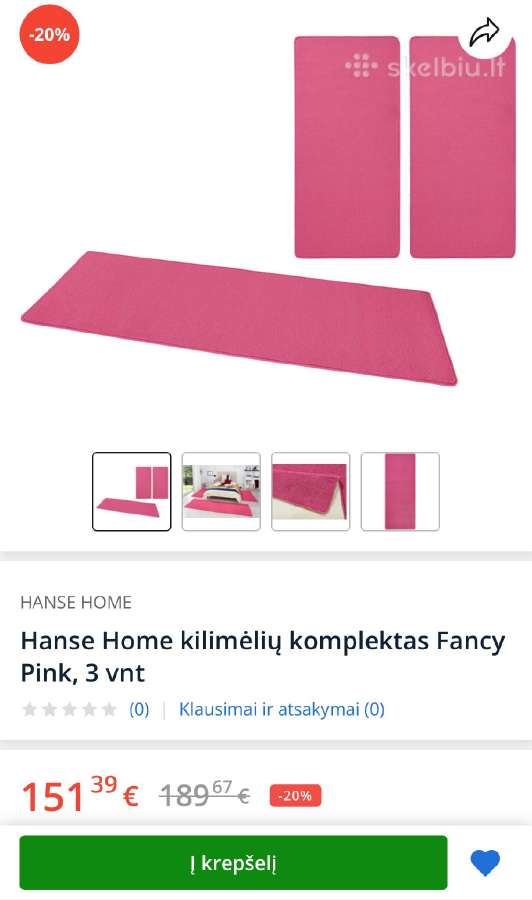 Hanse Home kilimų/ėlių komplektas Fancy Pink, 3vnt - nuotraukos Nr. 10