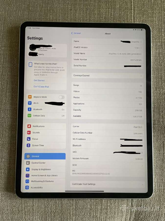 iPad Pro 12.9 (4th gen) 256gb su Sim idealus - nuotraukos Nr. 3